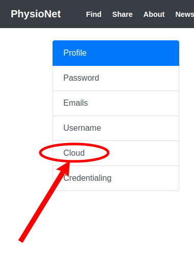 Navigate to the Cloud page